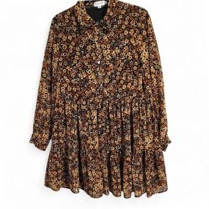 Molly Bracken Floral Babydoll‎ Dress French Boutique Oversized L Retro Grunge
